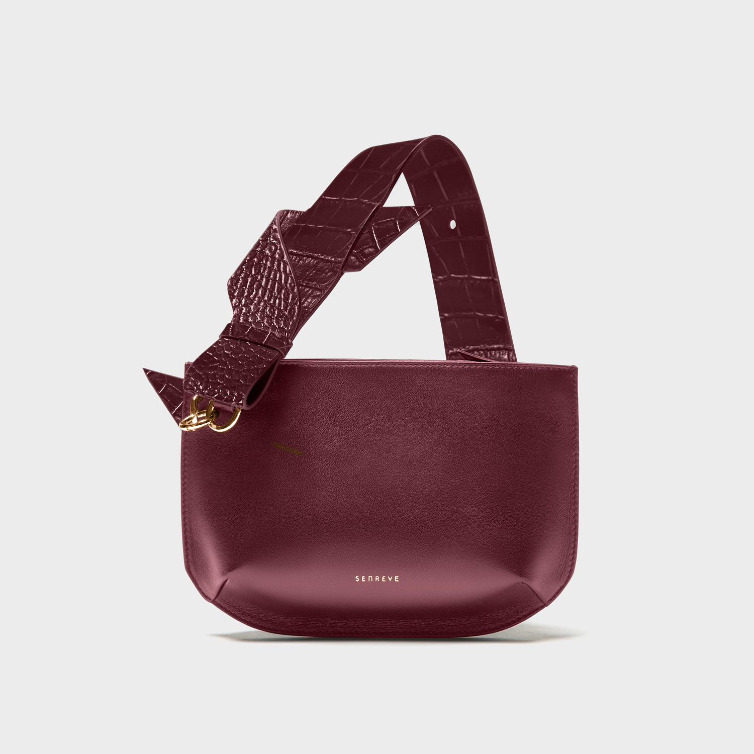 10. SENREVE Poema手拿包环保鳄鱼纹拼接素皮梅紫色_Poema Pouch Vegan Amica Misto Plum_单品图.jpg